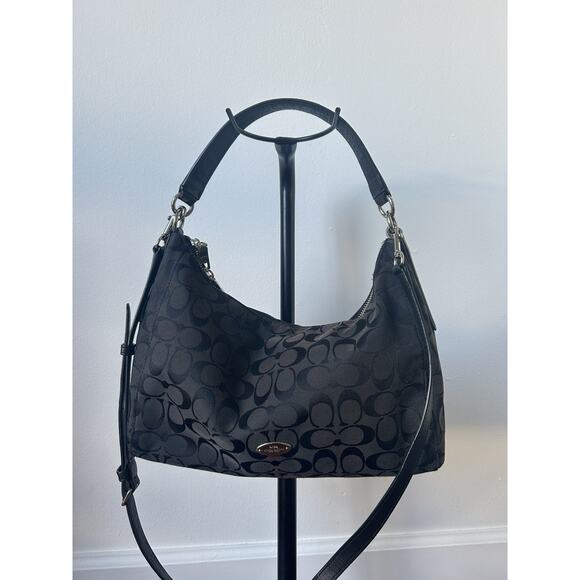 COACH Signature 2-Way Shoulder Bag F36716 2015 in Black and Leather Read PLS - Picture 1 of 13